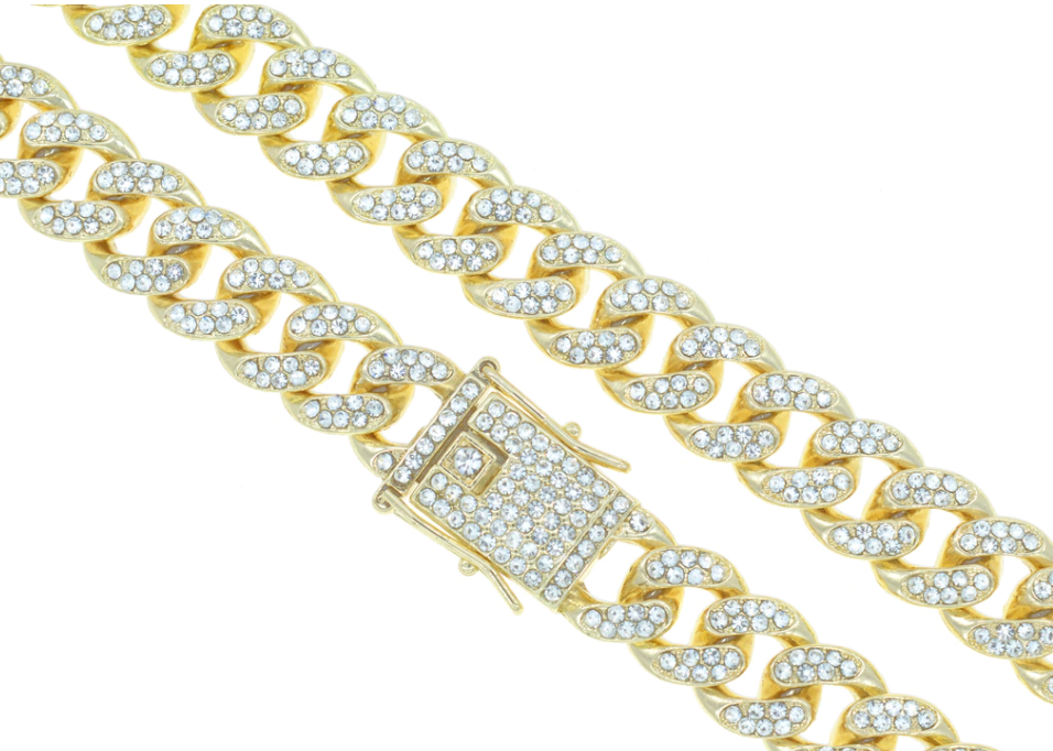 Cadena Barbada Iced Out · Oro laminado